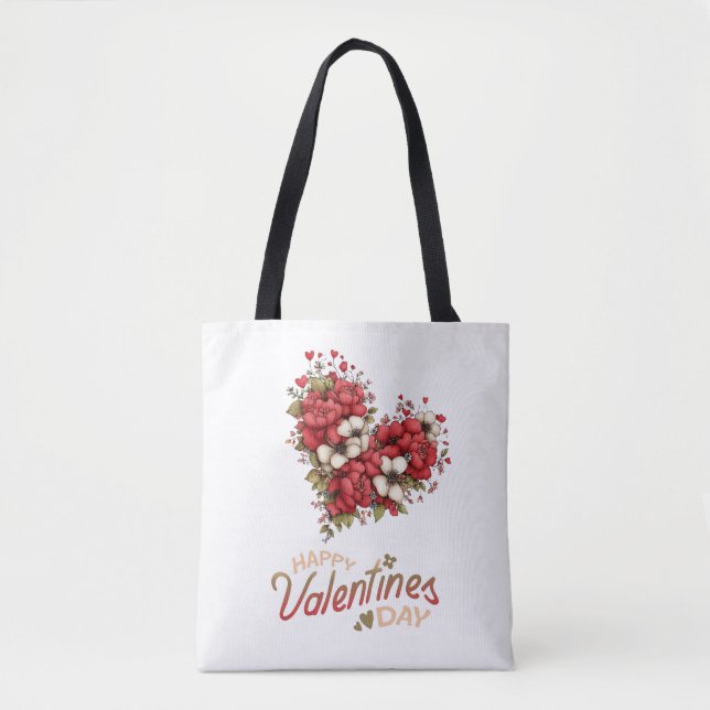 Floral Heart Bouquet Valentine's Day Tygkasse (Framsida)