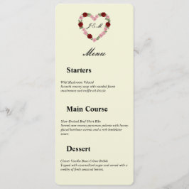 Floral Heart Cream Wedding Menu Meny