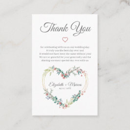 Floral Heart in Pink with Thanks Visitkort