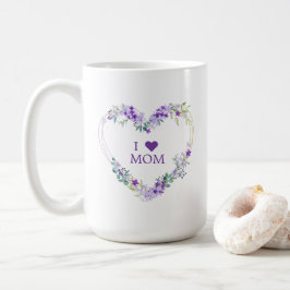 Floral Heart in Purple with Quote for Mom Kaffemugg
