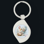 Floral Hen with Eggs Vintage Farmhouse Charm Swirl Silverfärgad Nyckelring<br><div class="desc">This charming design features a beautifully detailed hen nestled beside a cozy nest of speckled eggs, surrounded by delicate wildflowers and soft pastel foliage. The hen’s wings are adorned with an elegant bouquet of daisies, peonies, and tiny blossoms, blending rustic farmhouse vibes with a romantic, vintage-inspired touch. Perfect for country...</div>