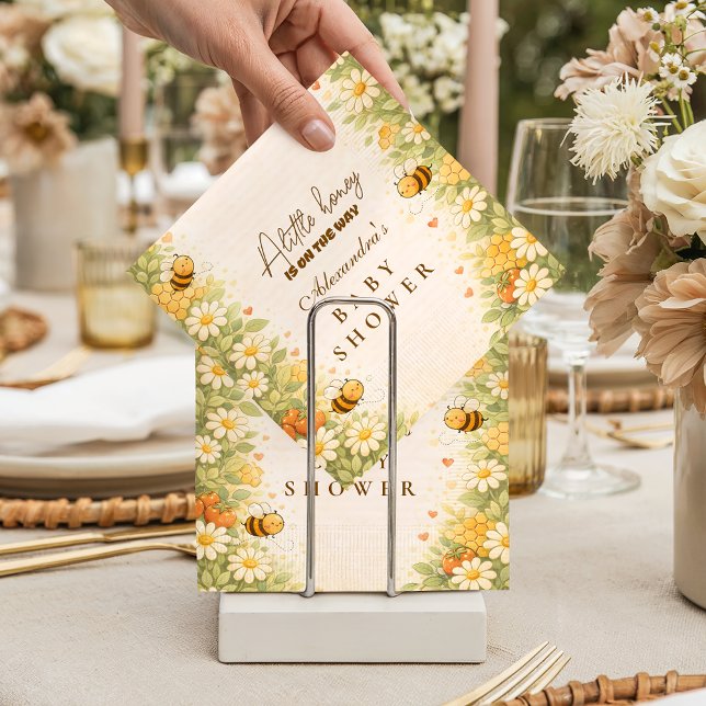 Floral Honey Bee Baby Shower Pappersservett (Skapare uppladdad)