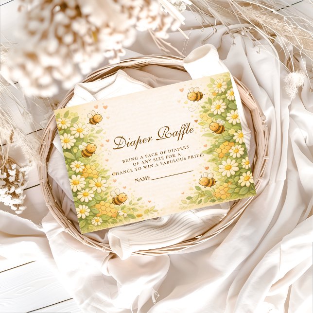 Floral Honey Bee Diapper Raffle Tilläggskort (Skapare uppladdad)
