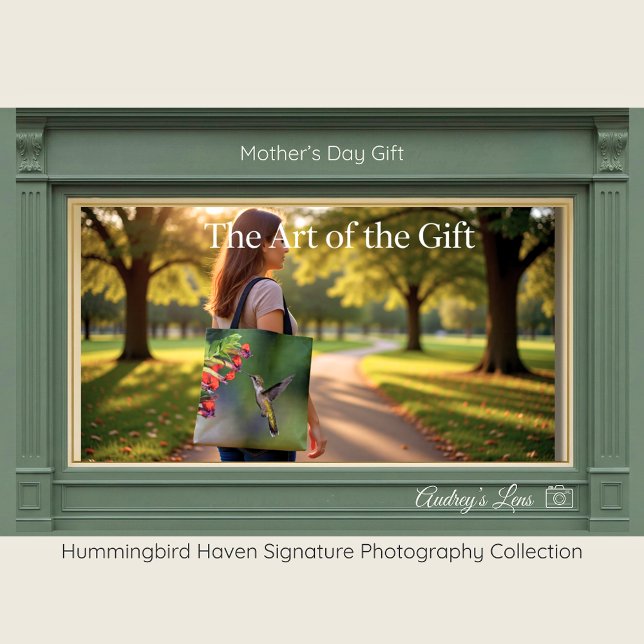 Floral Hummingbird Art Tote Bag Mother's Day Gift Tygkasse (Skapare uppladdad)