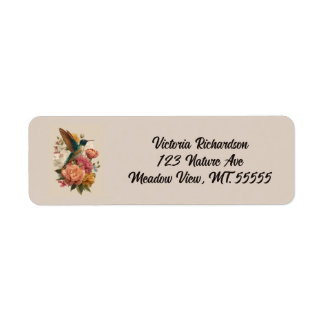 Floral Hummingbird Return Address Label Returadress Etikett