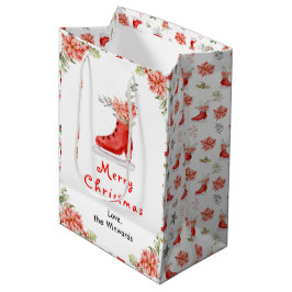 Floral Ice Skate Red Merry Christmas