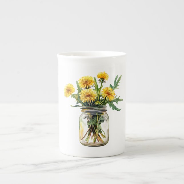Floral Illustration Garden Gift Benporslin Mugg (Framsidan)