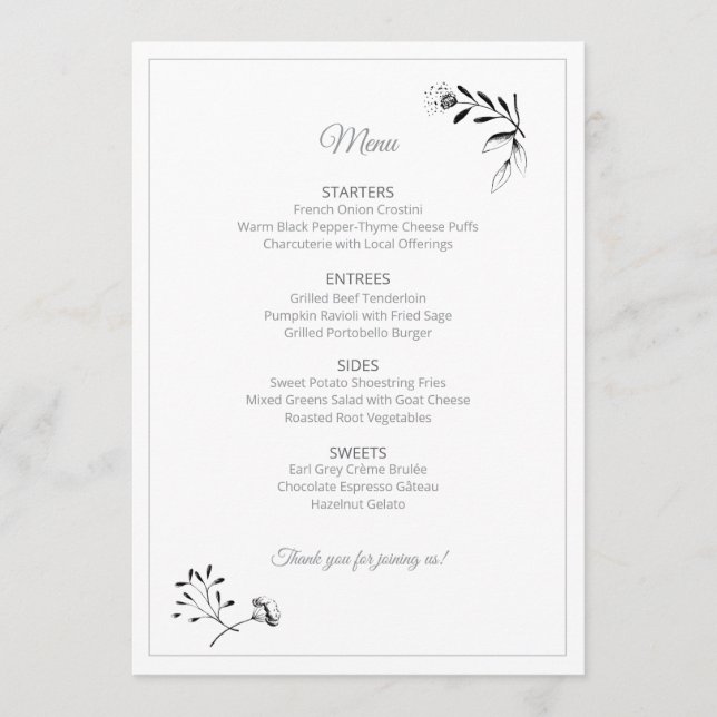 Floral Illustration Menu Card Meny (Framsida)