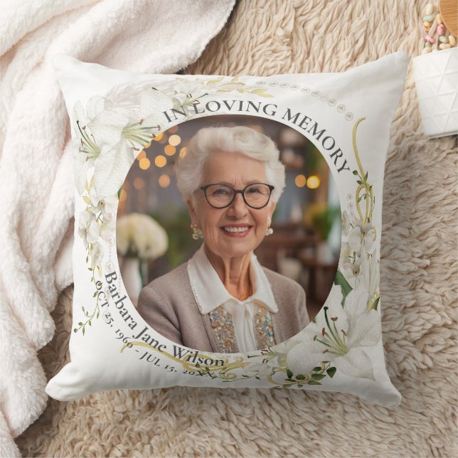 Floral In Loving Memory Memorial Funeral Keepsake Kudde (Filt)