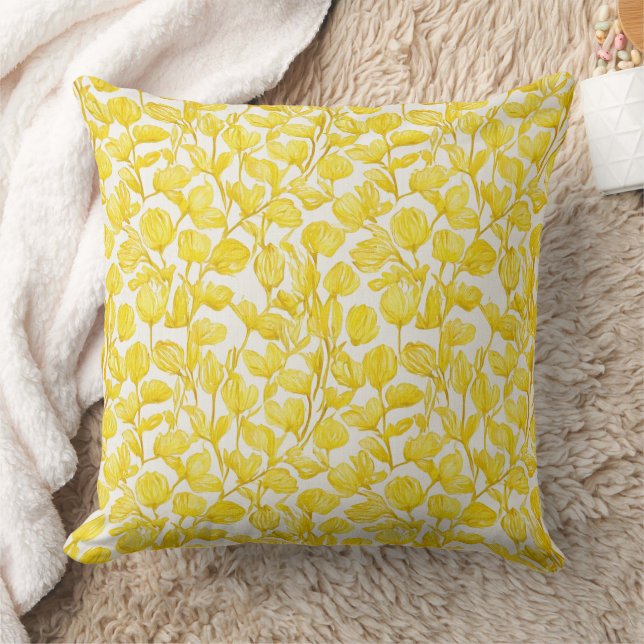 Floral in yellow pattern kudde (Filt)