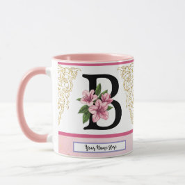 Floral Initial Mug – Letter B Monogram | Personali Mugg