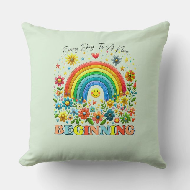 Floral Inspirational Quote Throw Pillow Kudde (Framsida)