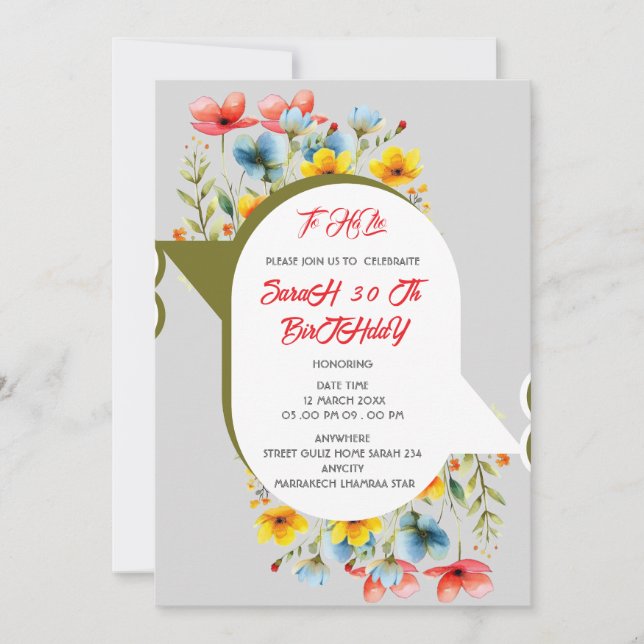 Floral invitación de 50 años en español, spanish 5 inbjudningar (Framsida)