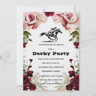 Floral Kentucky Derby Party Invitation Horse Racin Inbjudningar
