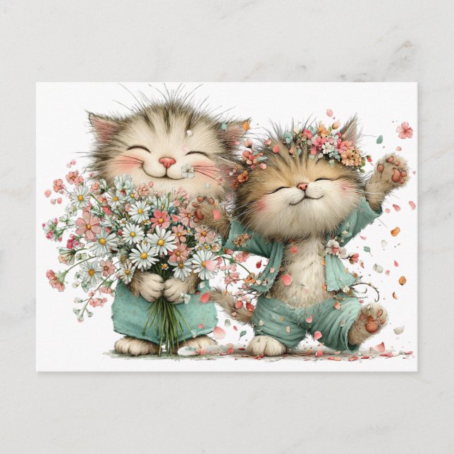 Floral Kitties  Vykort (Framsida)