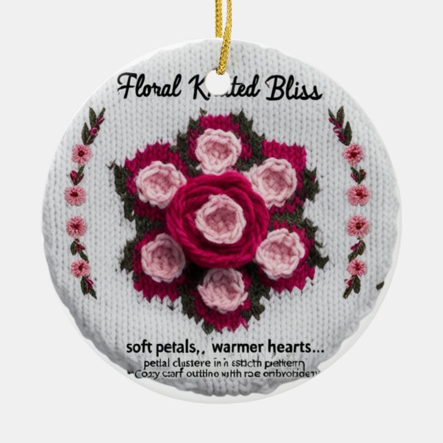 Floral Knitted Bliss Ceramic Ornament | Rose Keeps (Framsidan)