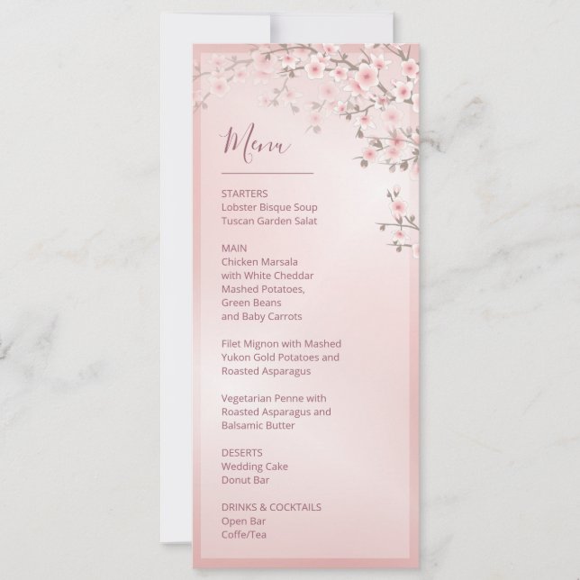 Floral Körsbärsblom Rosa Vit Bröllop    Inbjudningar (Framsida)