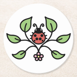 Floral Ladybug Coaster Underlägg Papper Rund