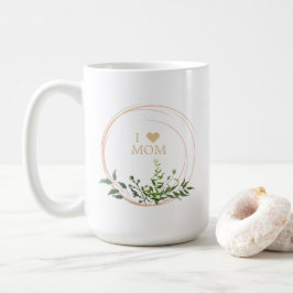 Floral Leaves & Branches in Pink with Quote Mom Kaffemugg