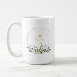 Floral Leaves & Branches in Pink with Quote Mom Kaffemugg