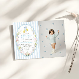 Floral Lemon Our Main Squeeze Birthday Invitation Inbjudningar