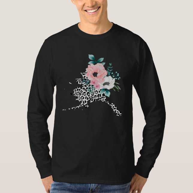 Floral Leopard Alaska Patriotic Woman Girl T Shirt (Framsida)