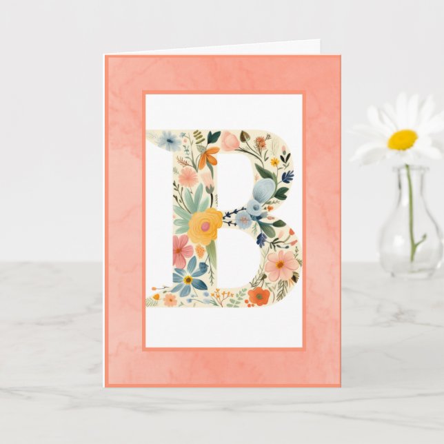 Floral Letter Birthday Digital Download Kort (Liten växt)