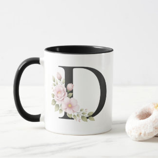 Floral Letter D Logo Mugg