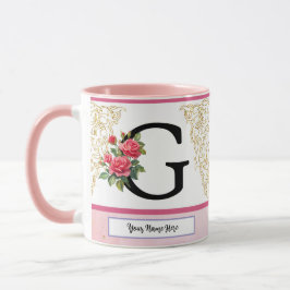Floral Letter G Mug – Custom Name Monogram Cup Mugg