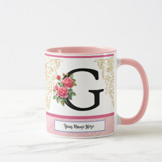 Floral Letter G Mug – Custom Name Monogram Cup Mugg