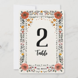 Floral Letterpress Table Number Inbjudningar
