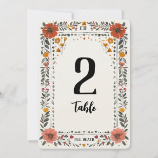 Floral Letterpress Table Number Inbjudningar