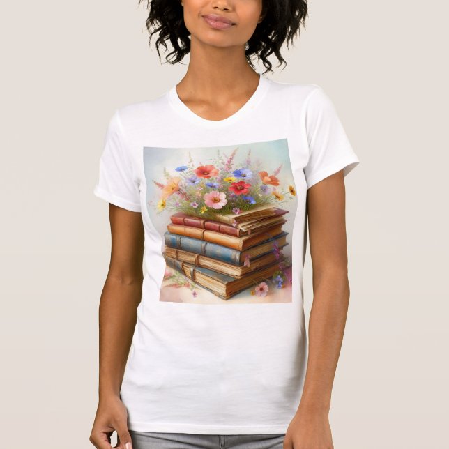 Floral Library Dreams – Wildflowers Growing  T Shirt (Framsida)