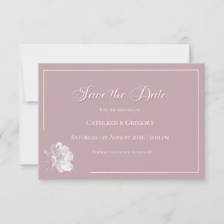 Floral Line Art Dusty Rose White Wedding Spara Datumet