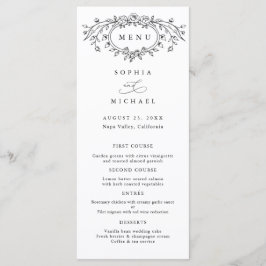 Floral Line Art Wedding Flat Menu Meny