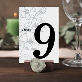 Floral Line Art Wedding Table Number Card Bordsnummer