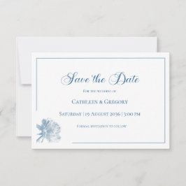 Floral Line Art White Dusty Blue Wedding Spara Datumet
