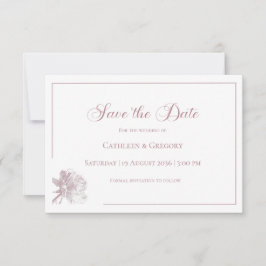 Floral Line Art White Dusty Rose Wedding Spara Datumet