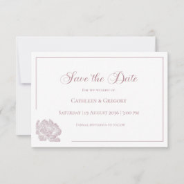 Floral Line Art White Dusty Rose Wedding  Spara Datumet