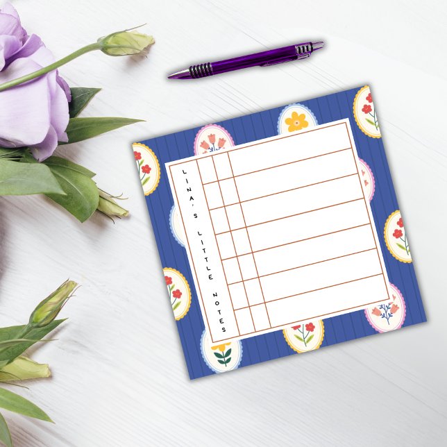 Floral Lined Frame – Blossom Time Sticky Notes Post-it Block (Skapare uppladdad)