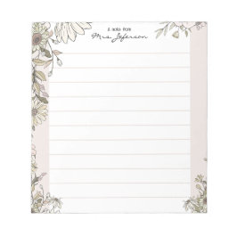 Floral Lines Pure Teacher Notepad Anteckningsblock