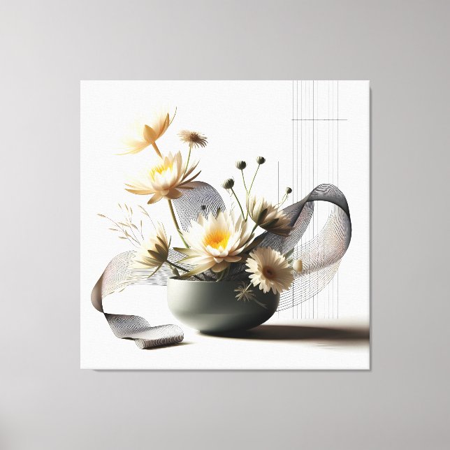 Floral Linework Composition Canvastryck (Framsida)