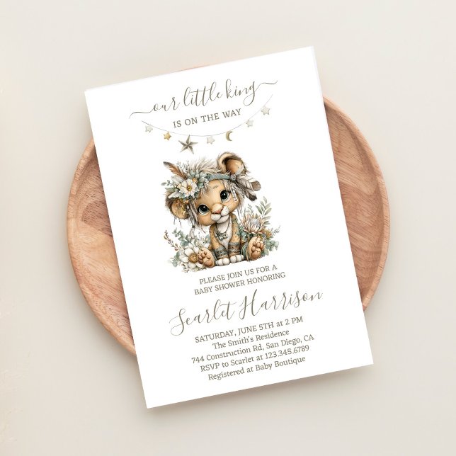 Floral lion king boy Baby Shower Invitation Inbjudningar (Skapare uppladdad)