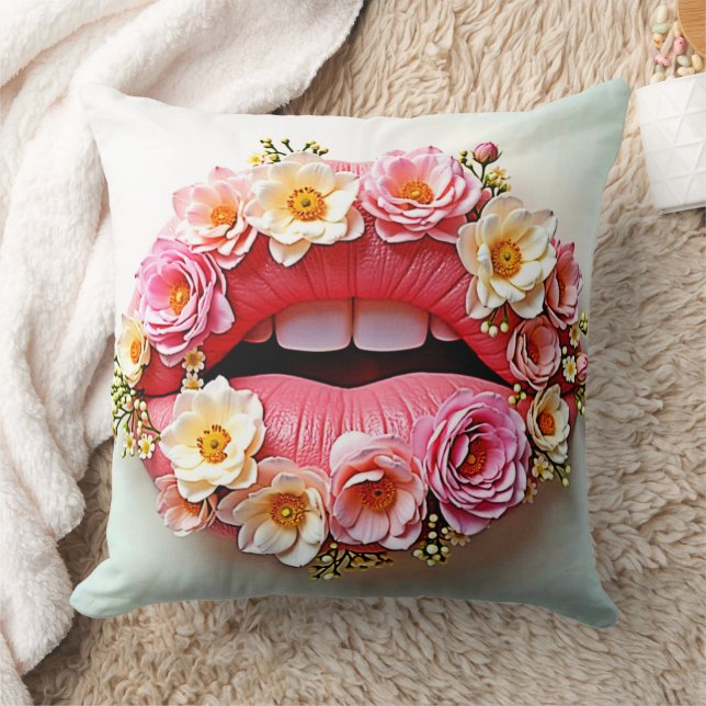 Floral Lips Artistry Kudde (Filt)