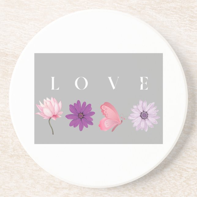 Floral Love Romantic Botanical Gift for Her Underlägg (Framsidan)