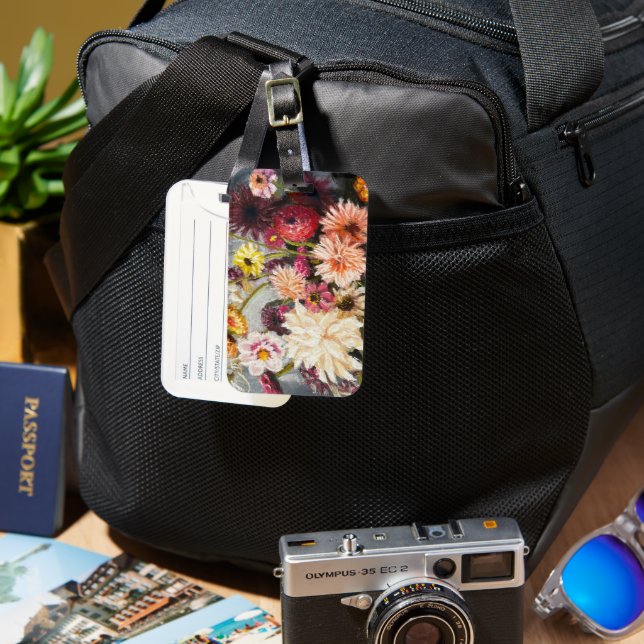 floral luggage tag bagagebricka (Framsida & Baksida)