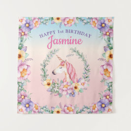 Floral Magical Unicorn Backdrop & Tapestry 