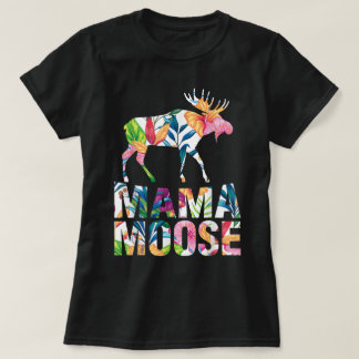 Floral Mama Moose Animal Lover Design T Shirt