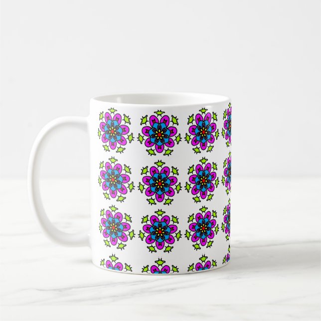 Floral Mandala Pattern Kaffemugg (Vänster)