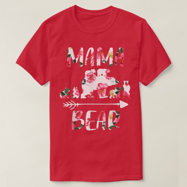 Floral Matching Family Outfits, Funny Mama Bear Si T Shirt (Design framsida)